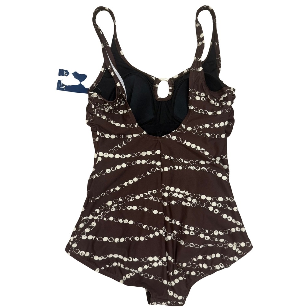 Jantzen Classics 2000s Swimdress One Piece Swimsuit Size 14 Brown Cream NWT - Picture 15 of 16